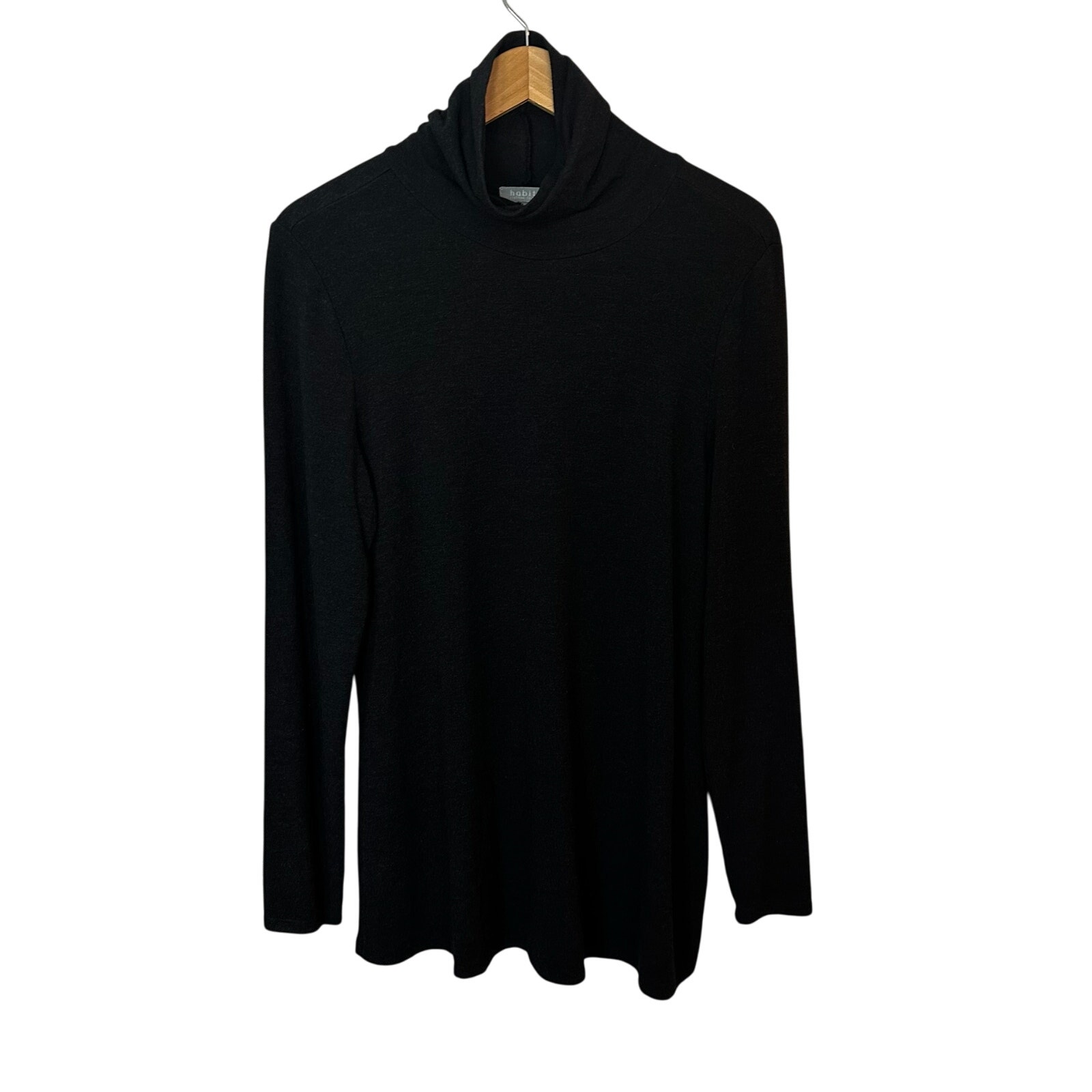 Habitat Cotton Turtleneck Tunic Top Black Medium Rayon Blend Stretch Minimalist